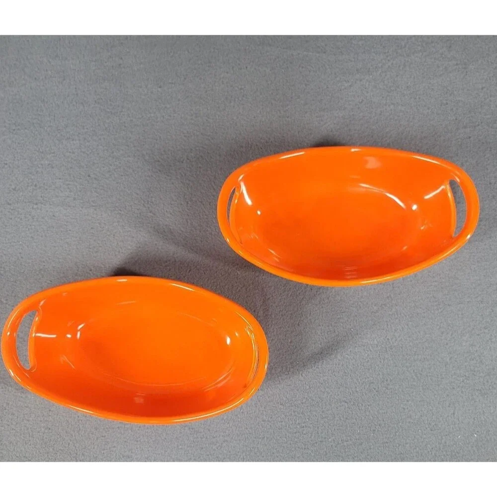 Rachael Ray 12 Ounce Oval Casserole Baking Dishes (set of 2) Stoneware Orange
